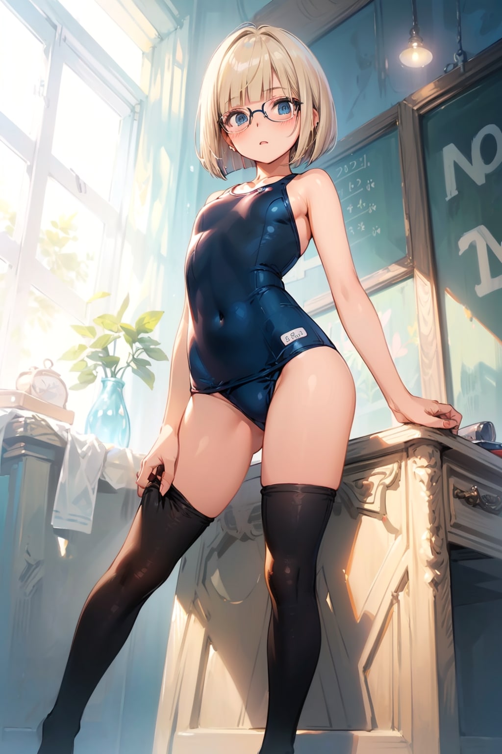 スク水の眼鏡っ娘