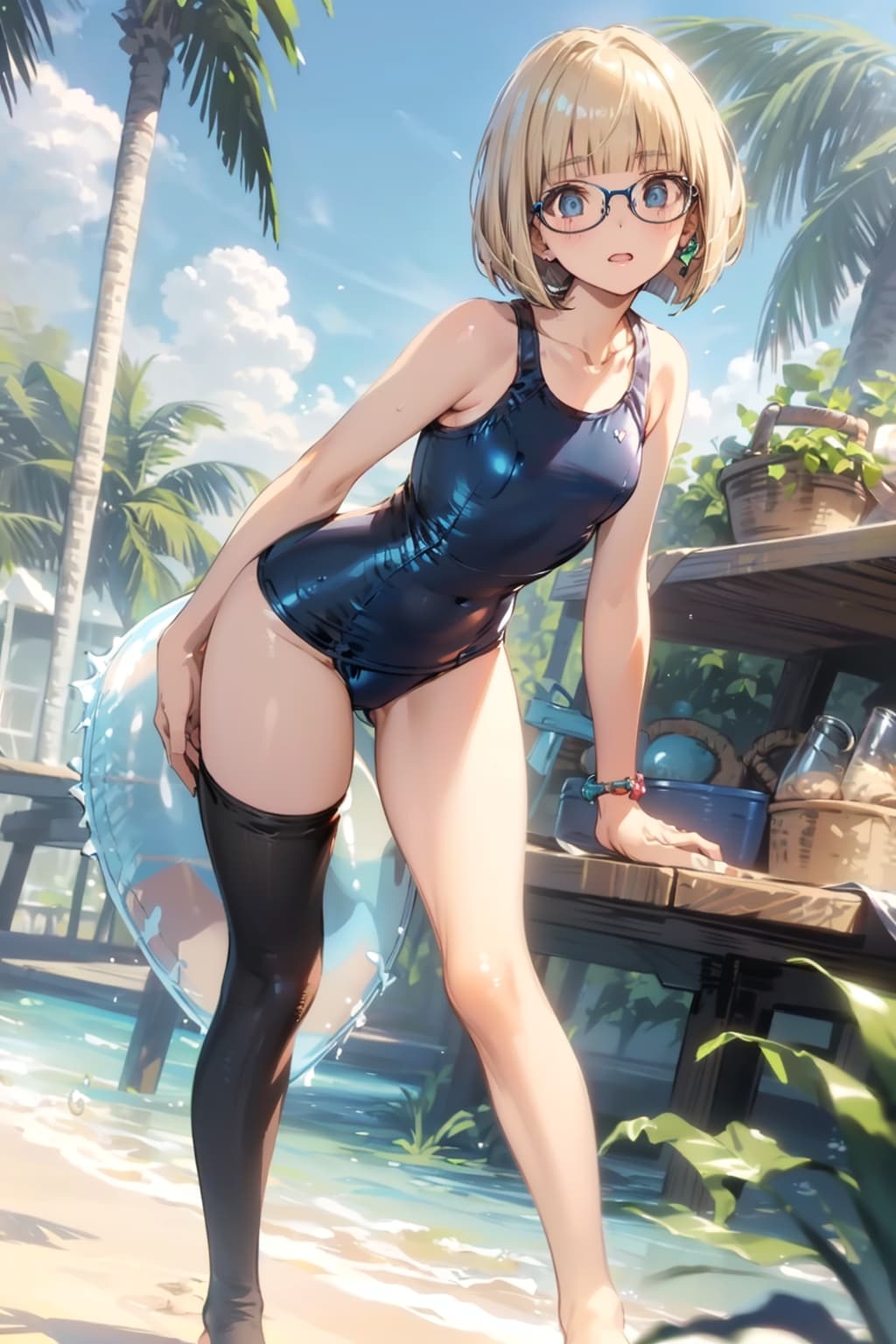 スク水の眼鏡っ娘