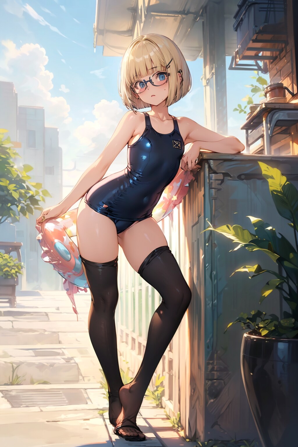 スク水の眼鏡っ娘
