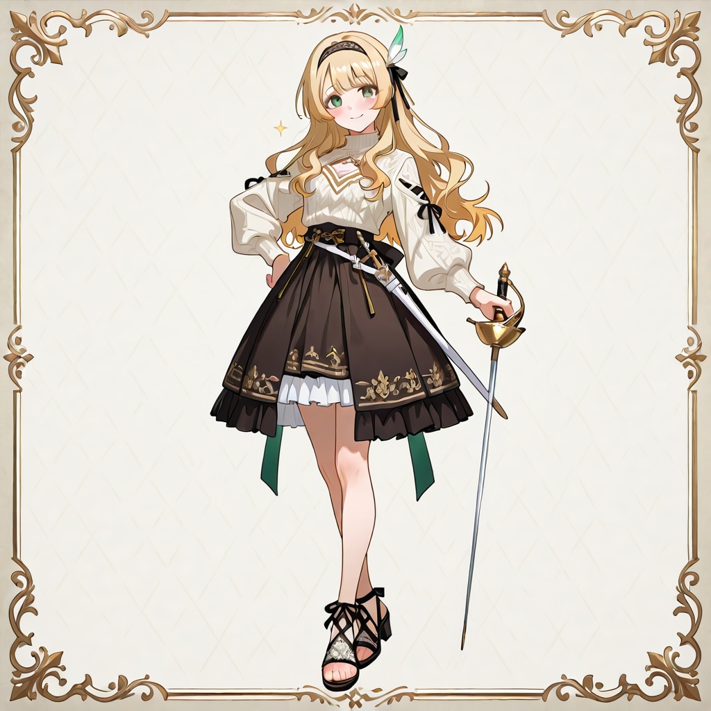 春コーデ、女剣士