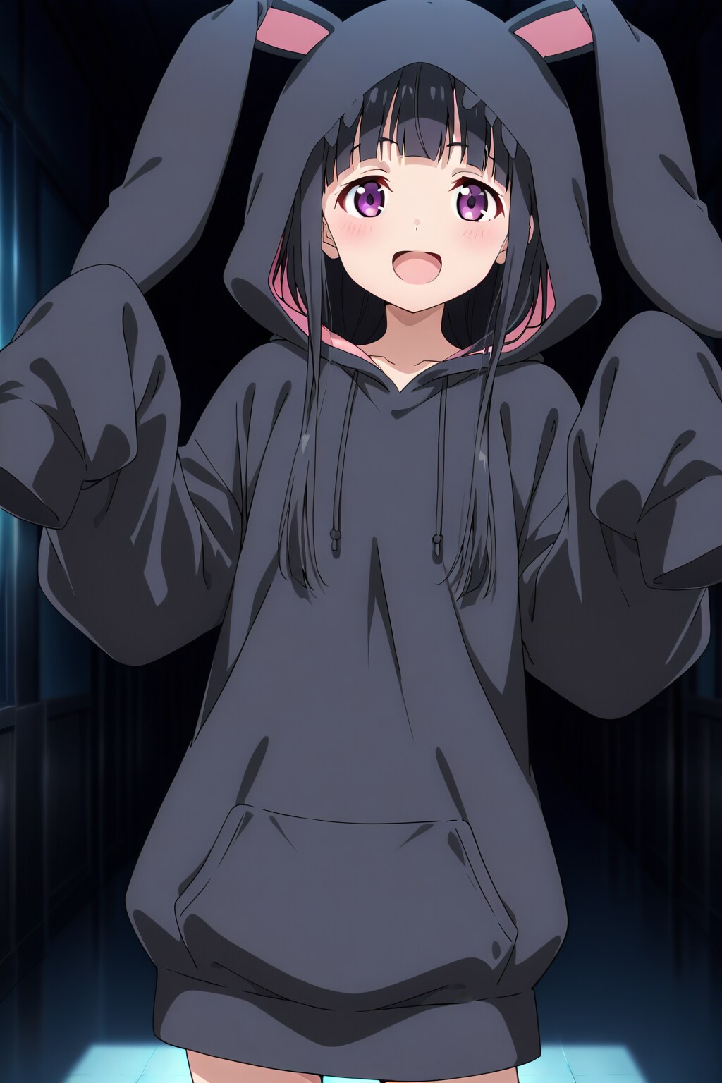 ぶかぶか袖のうさ耳パーカー