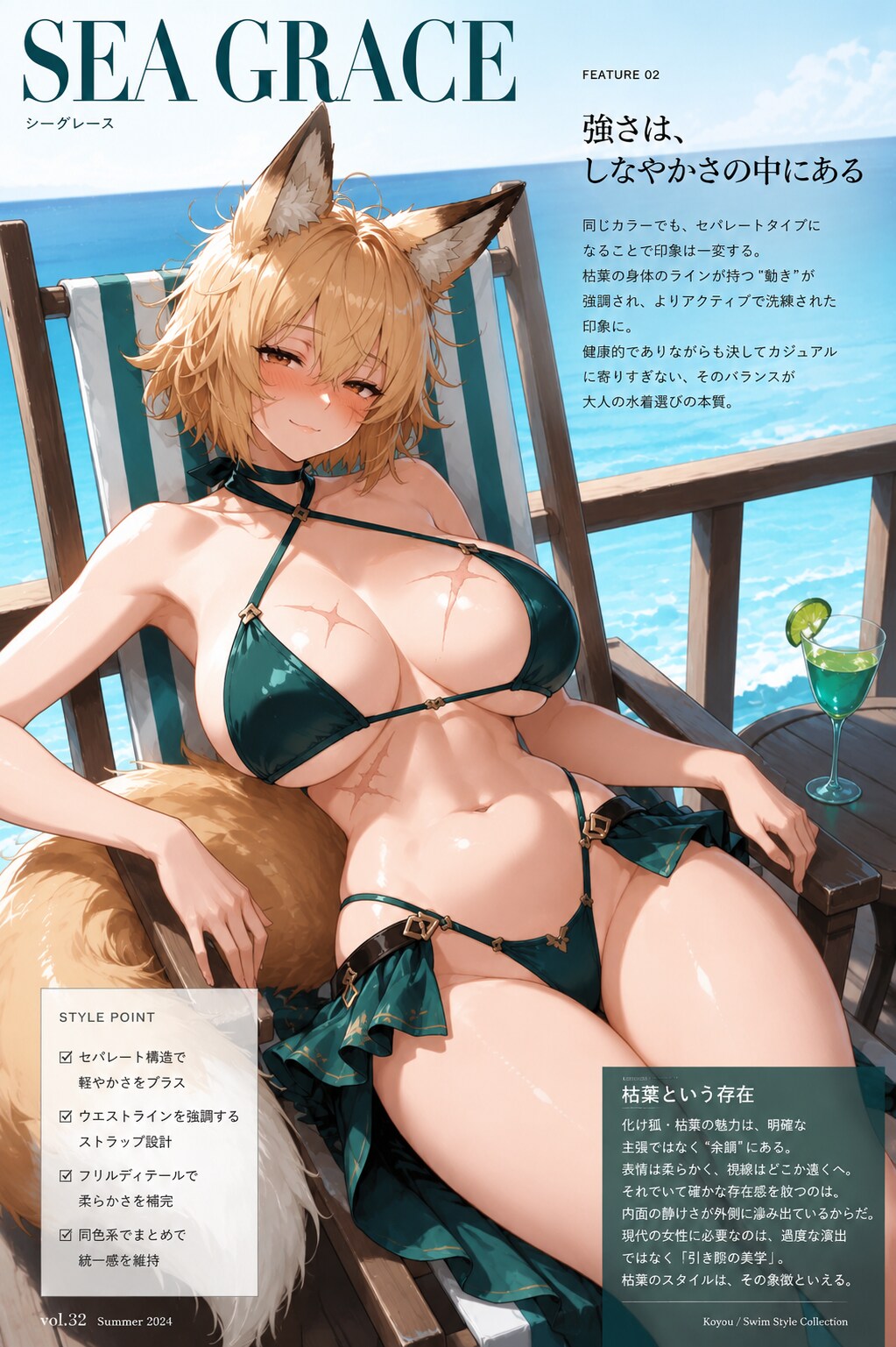水着雑誌風の枯葉様
