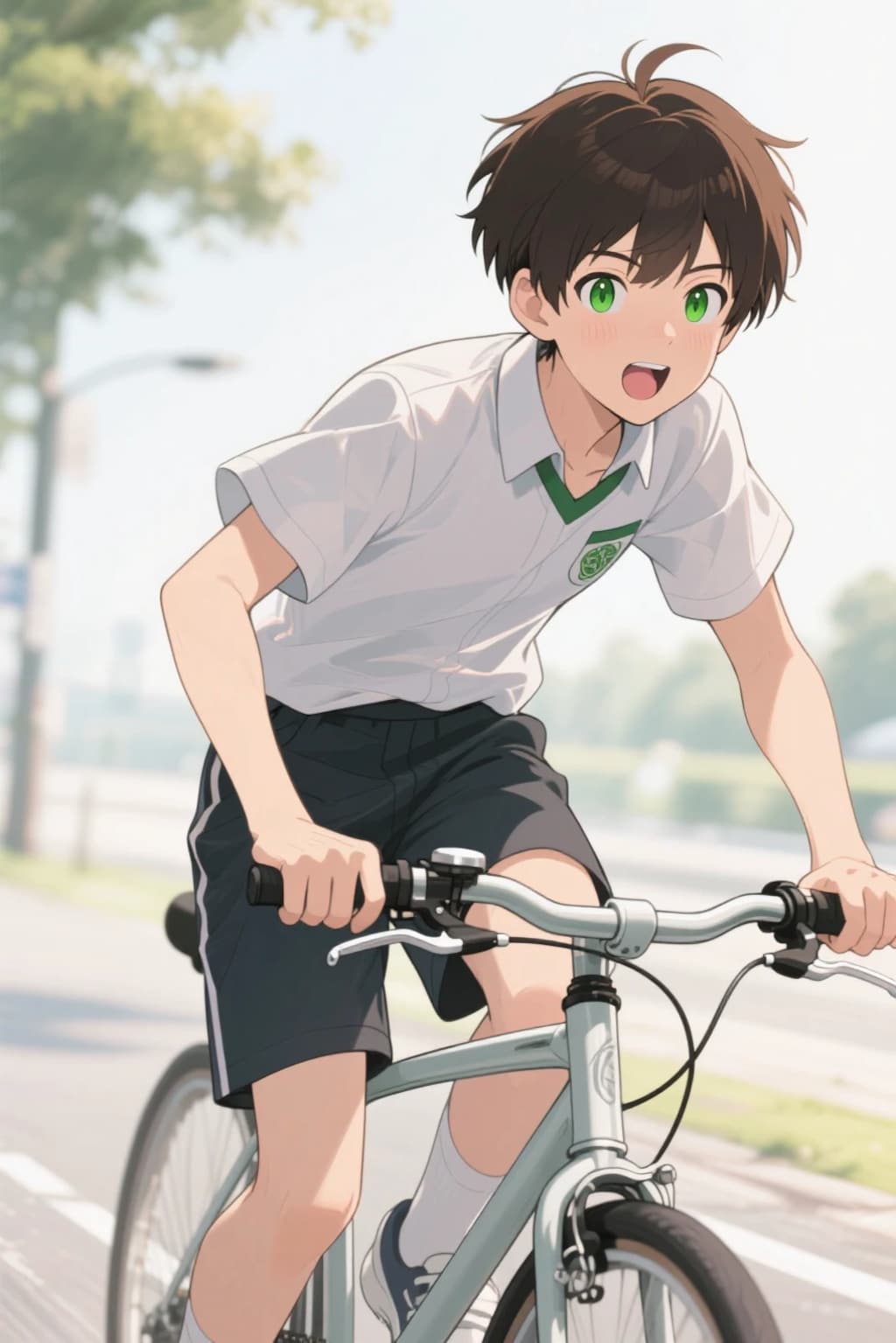 自転車に乗る マオくん