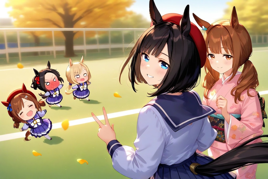 練習_ウマ姉さんと、ちびちゃん。