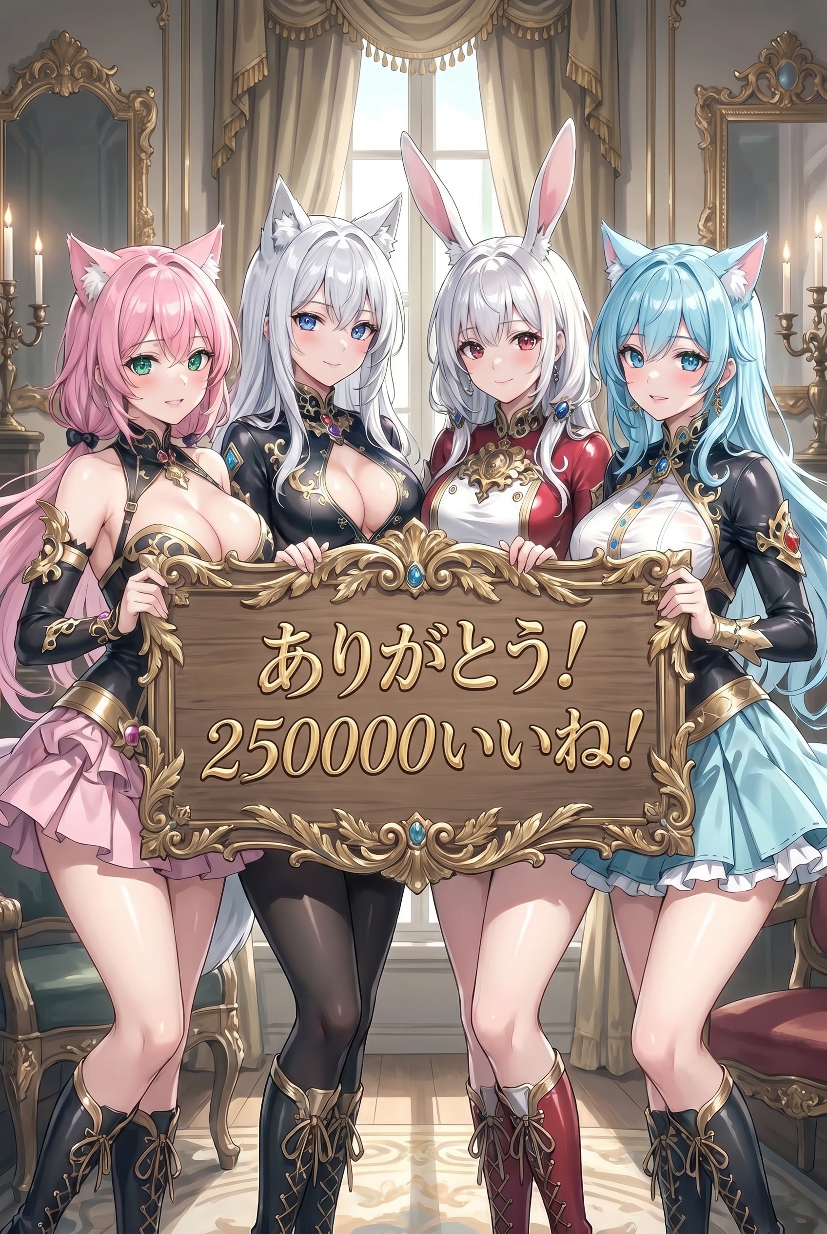 ㊗️250,000いいね到達記念🎉🎊「バロック調のうちの子大集合」✨🐱🐰🐺🐱✨