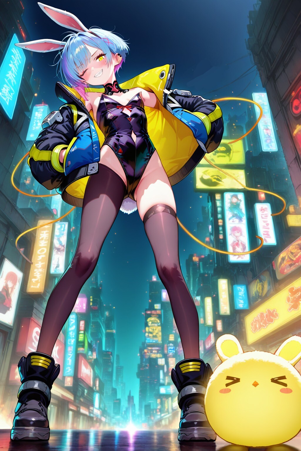 Cyber Bunny with some monster.
