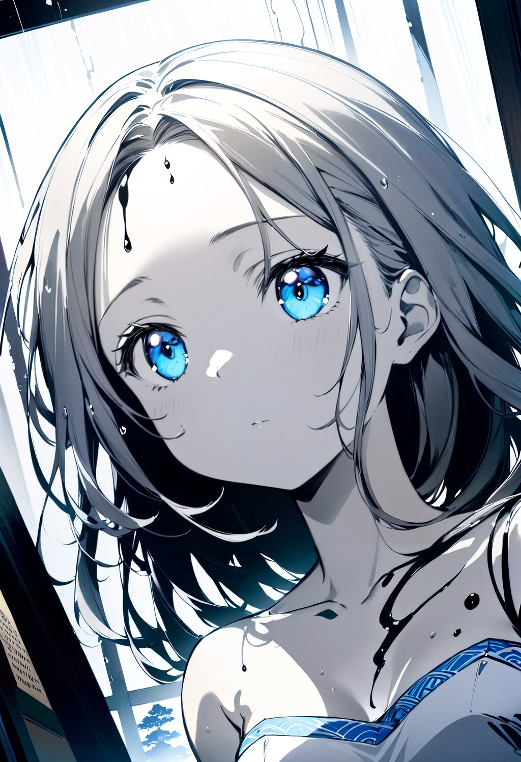 強い夕立でこの街は色を失うみたい