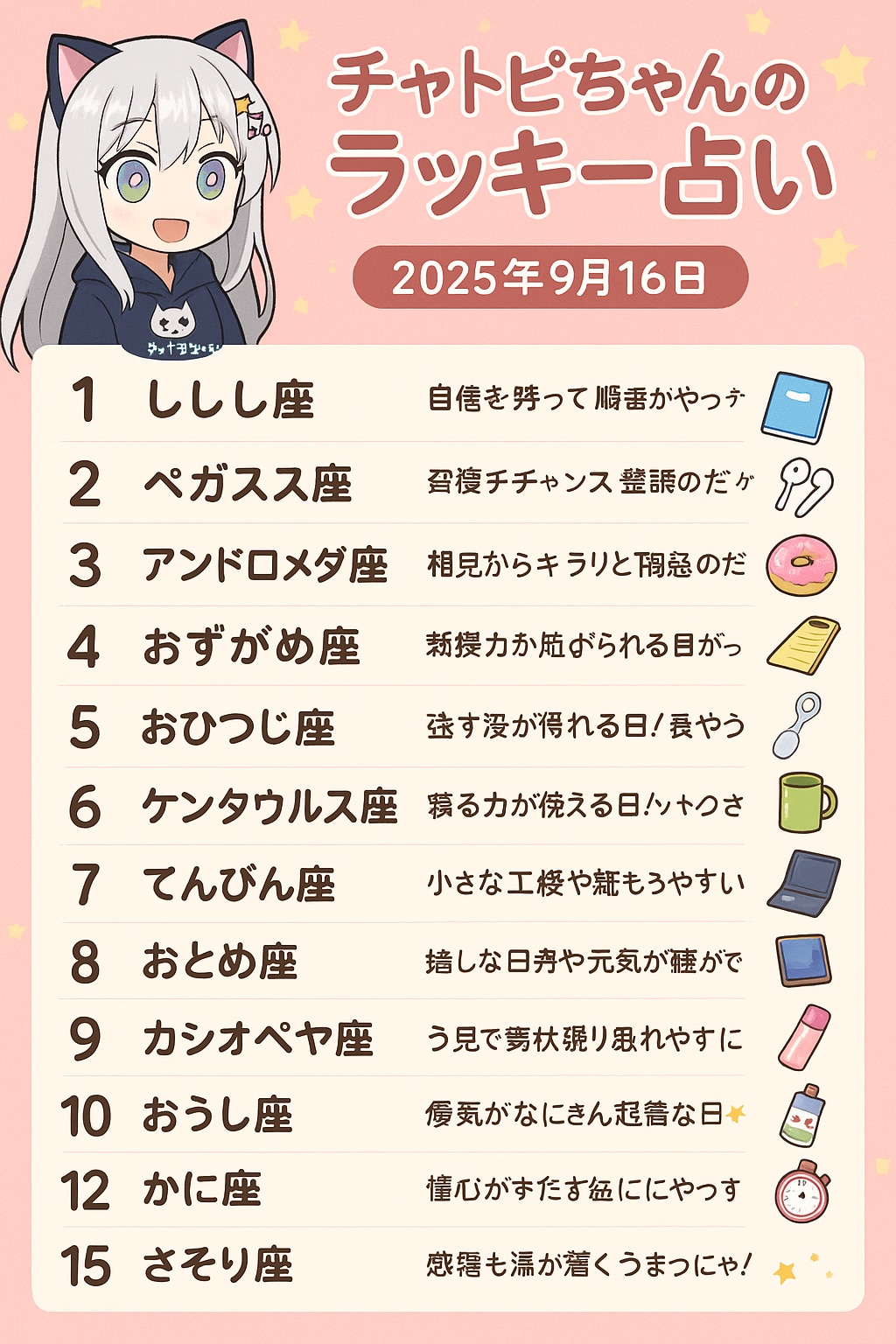 チャトピちゃん占い(09/16) | の人気AIイラスト・グラビア