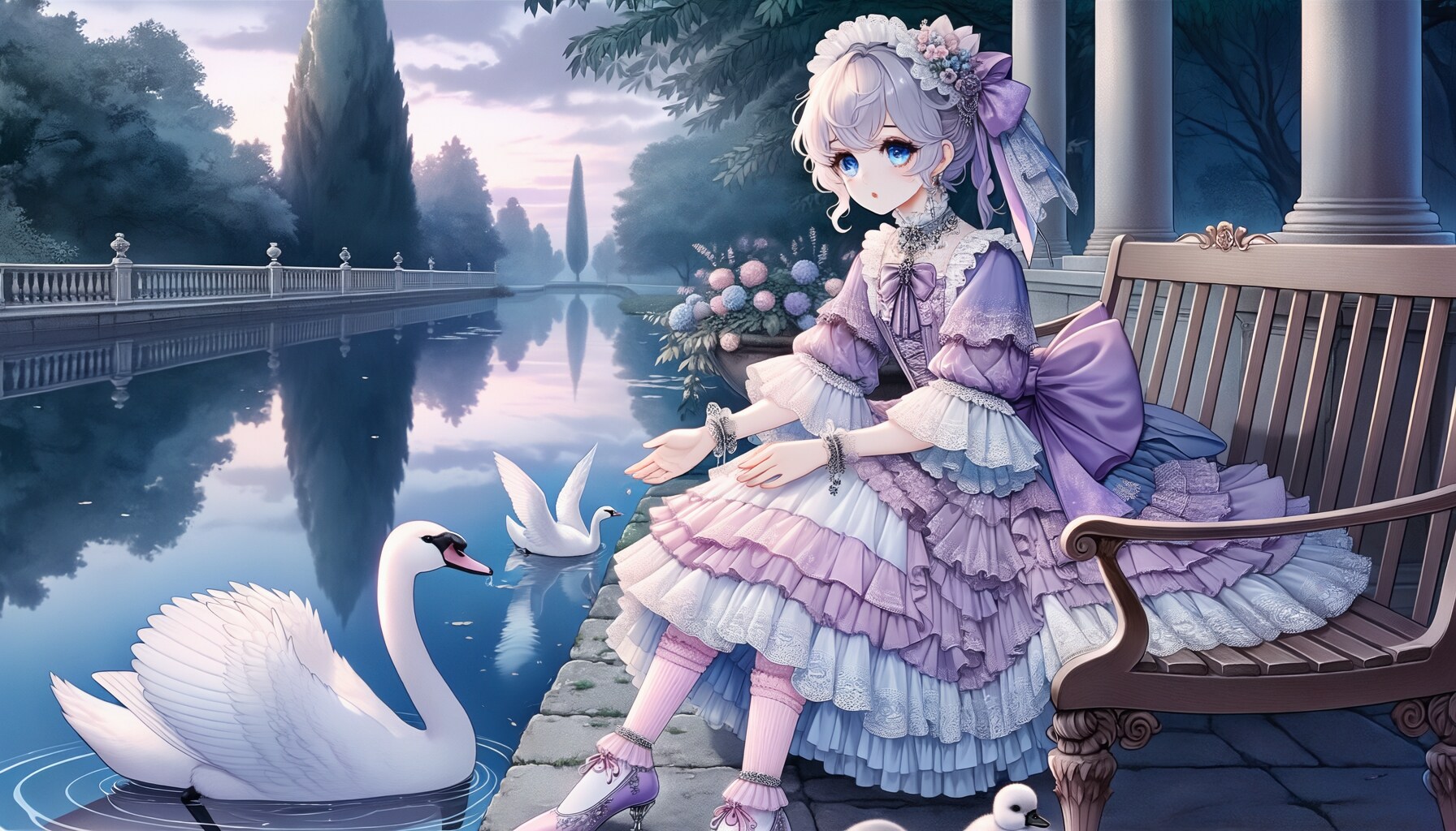 川沿いの白鳥