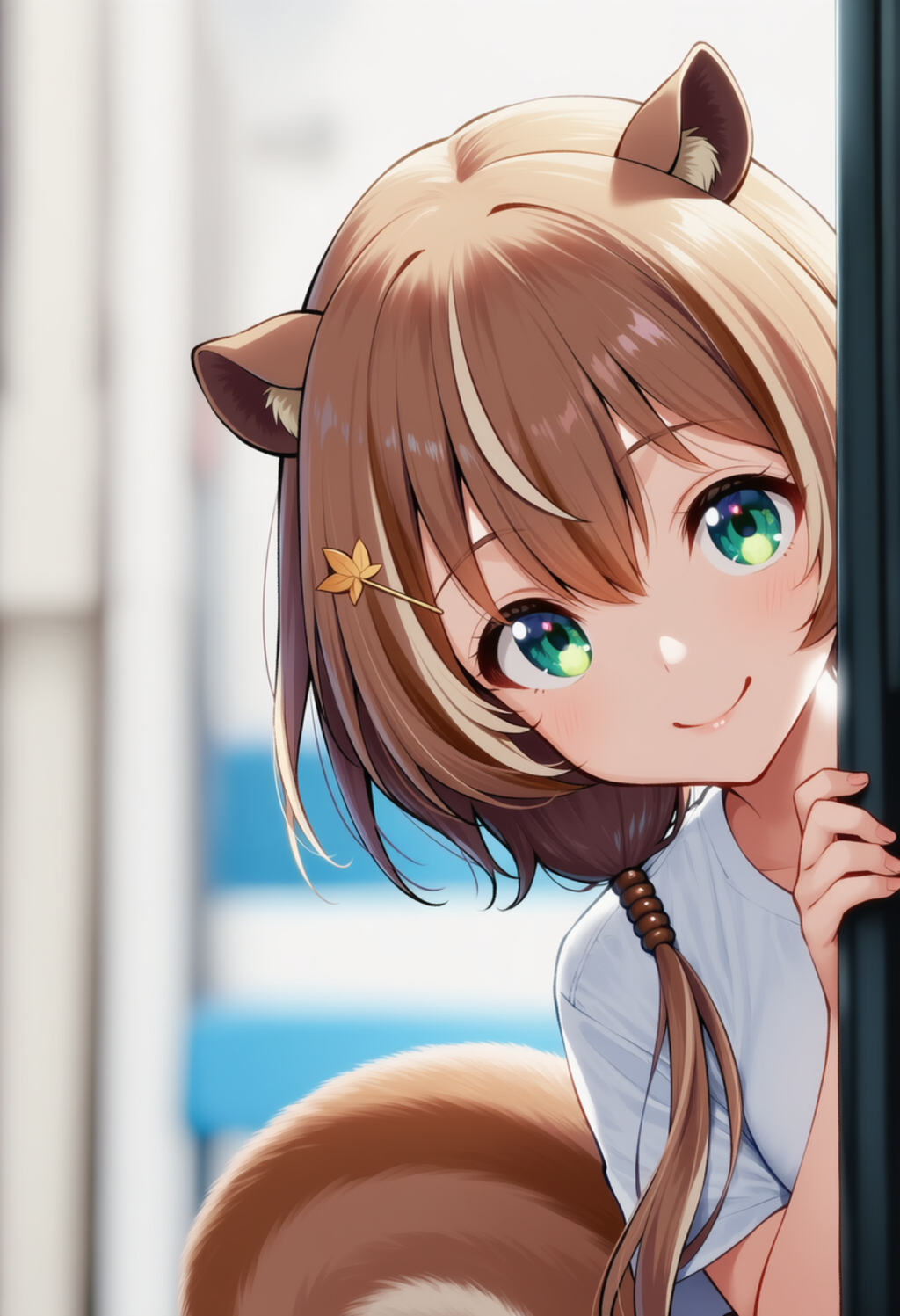 リスちゃんが物陰からジッと見つめているだけ