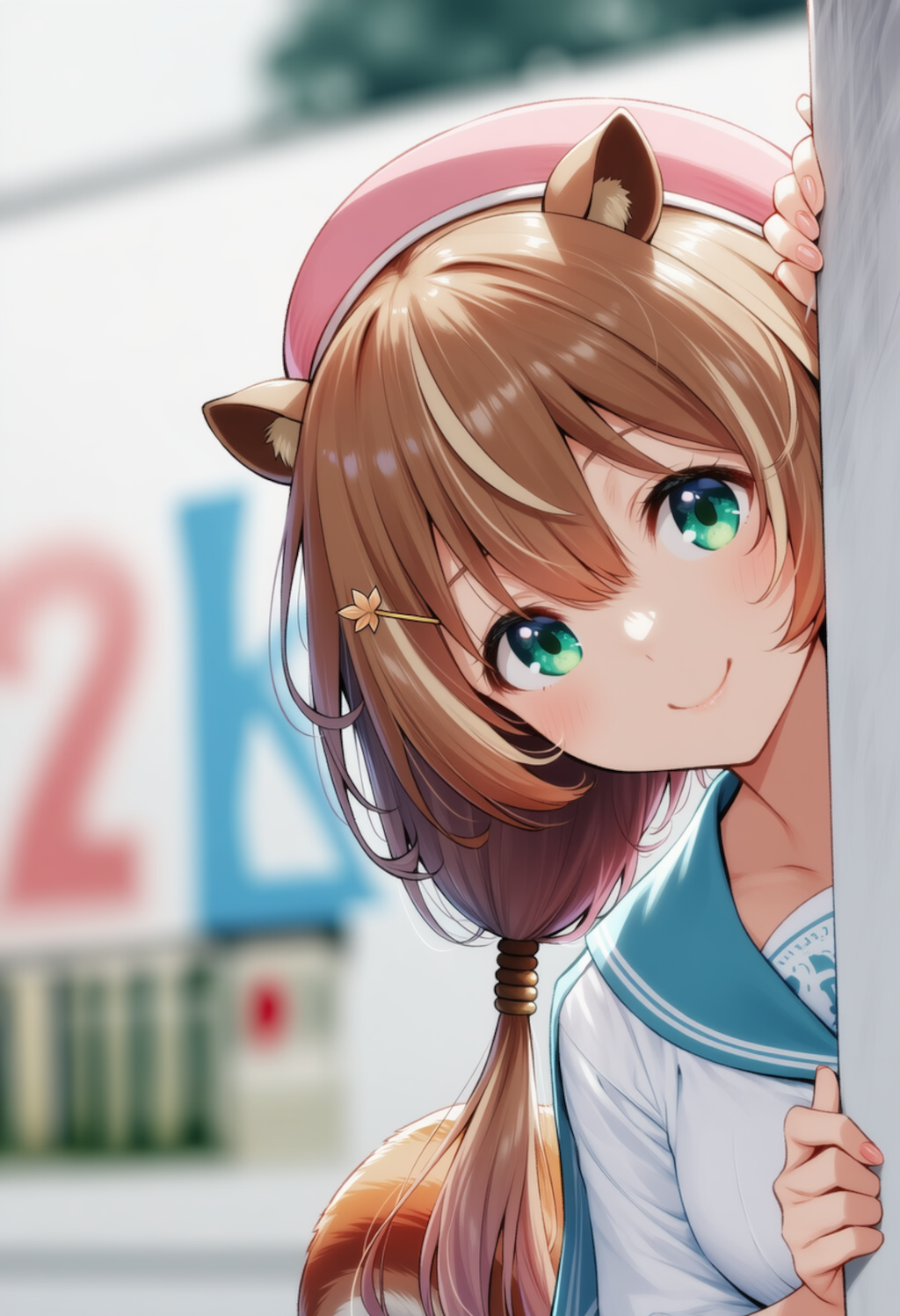 リスちゃんが物陰からジッと見つめているだけ