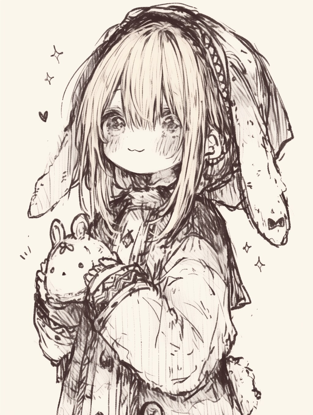 スケッチ風うさぎっ娘