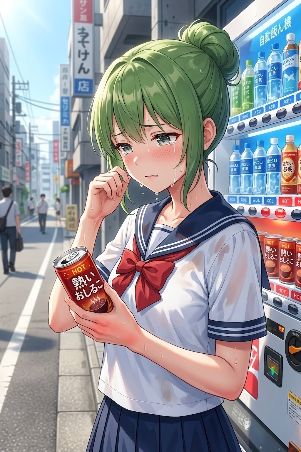 暑い日に熱い飲み物を買ってしまった幸子