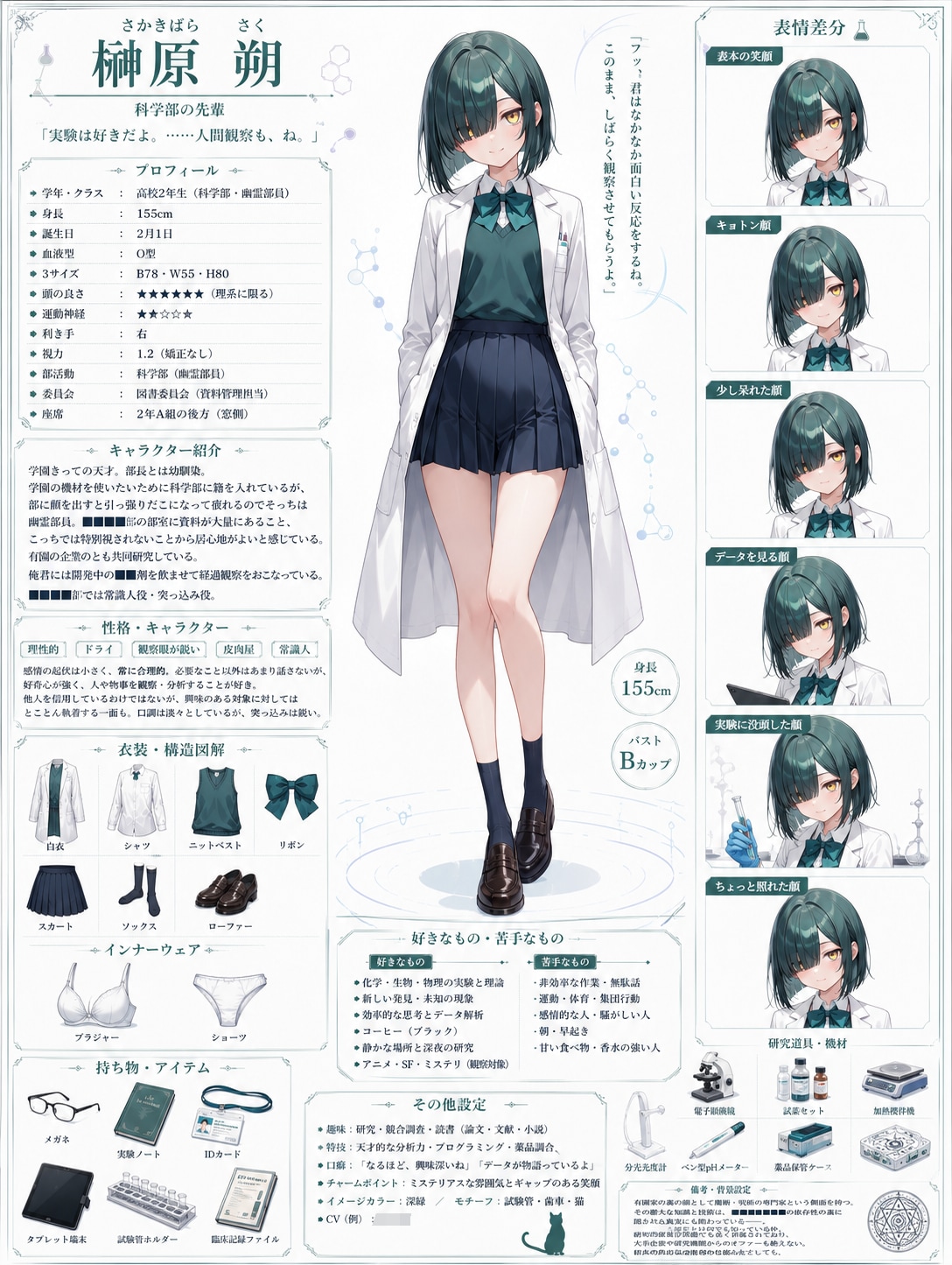 榊原朔 キャラクターシート | の人気AIイラスト・グラビア