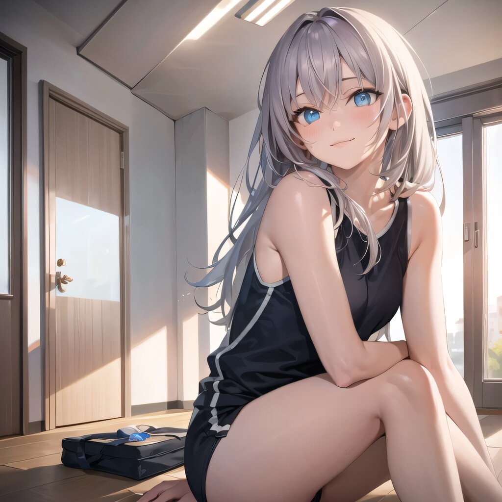 灰髪ロングでユニフォームの少女３