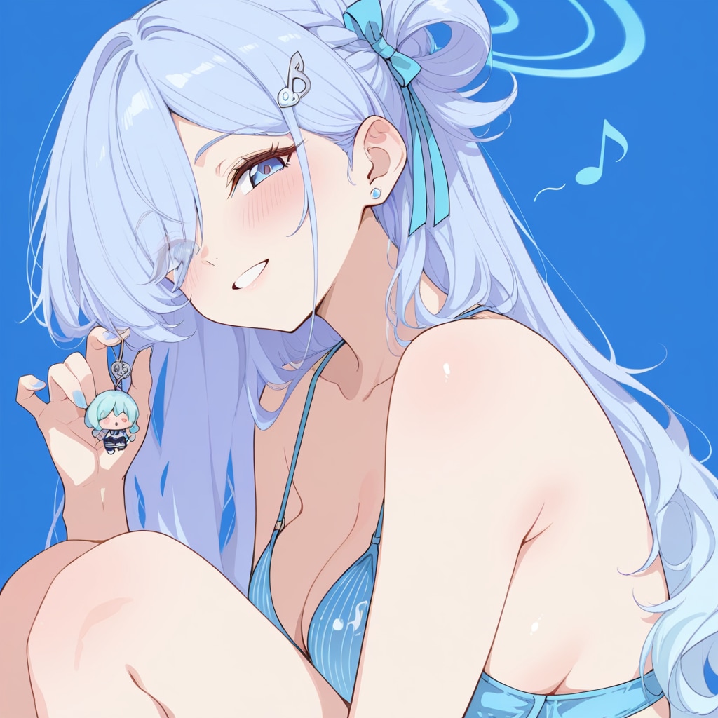 水色の音符チャーム（ラッキーアイテム）