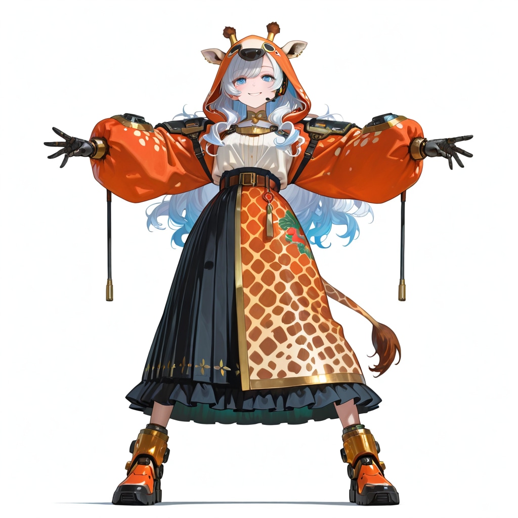 キリンフーディーお姉さんとちび子ちゃんのキャラ設定画