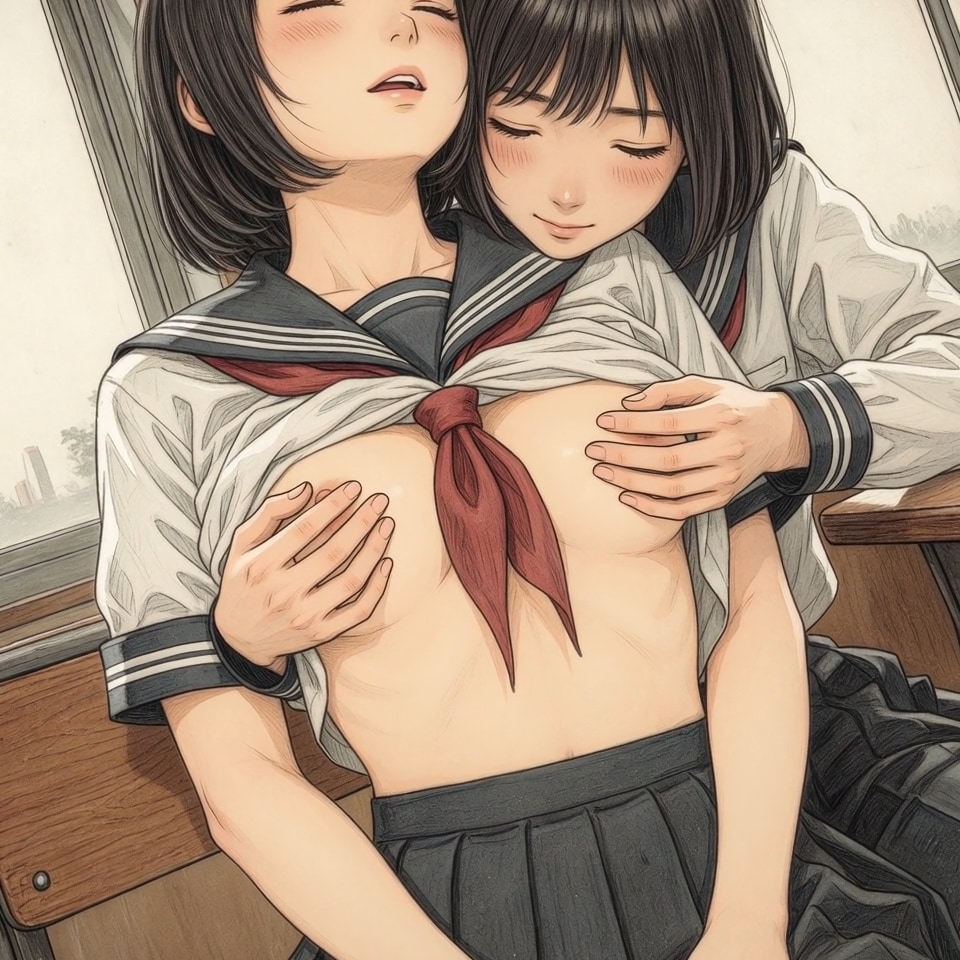 背後から両乳首