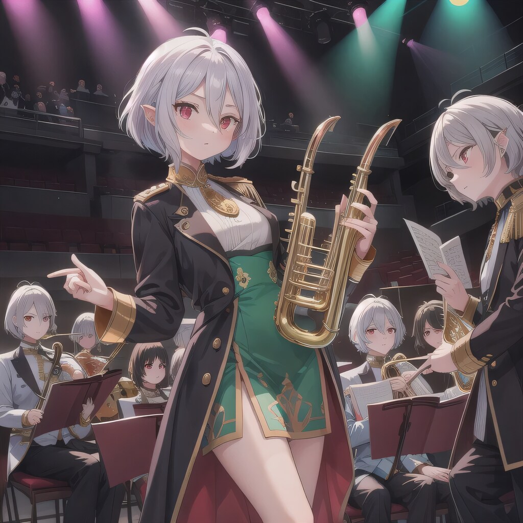 白髪ボブでブラスバンドの少女３