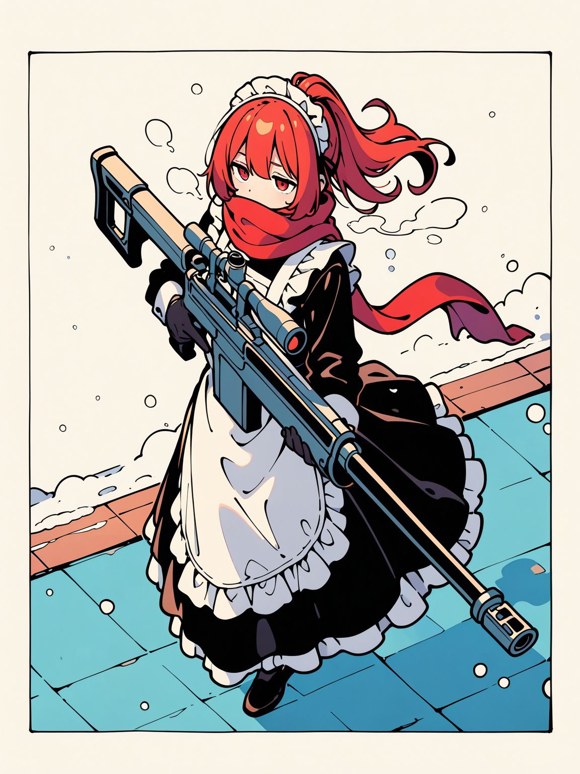 メイド服と狙撃銃と冬景色 | の人気AIイラスト・グラビア