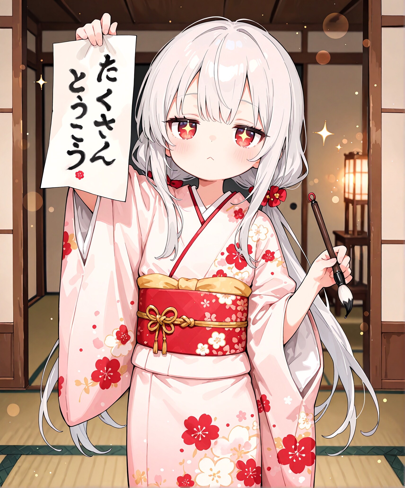 書初めの少女