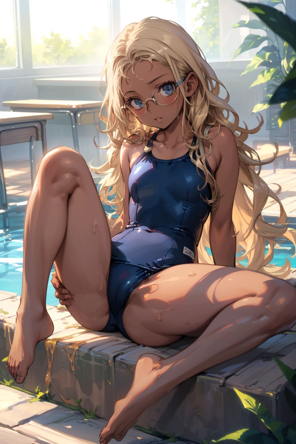スク水の眼鏡っ娘