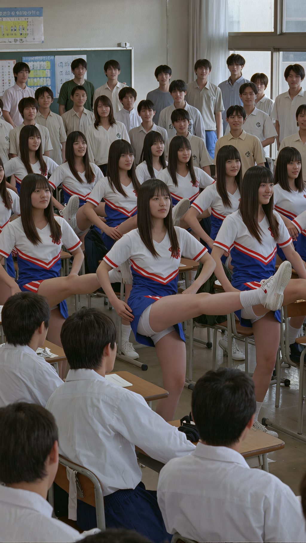 練習するチアリーダーたち