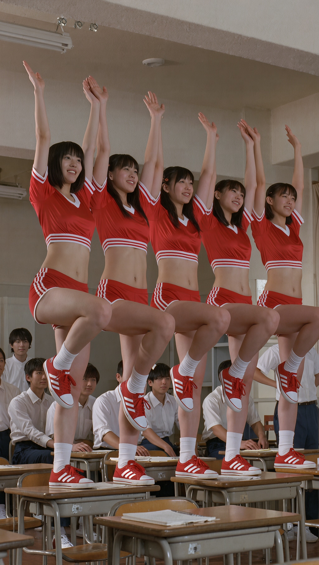 練習するチアリーダーたち