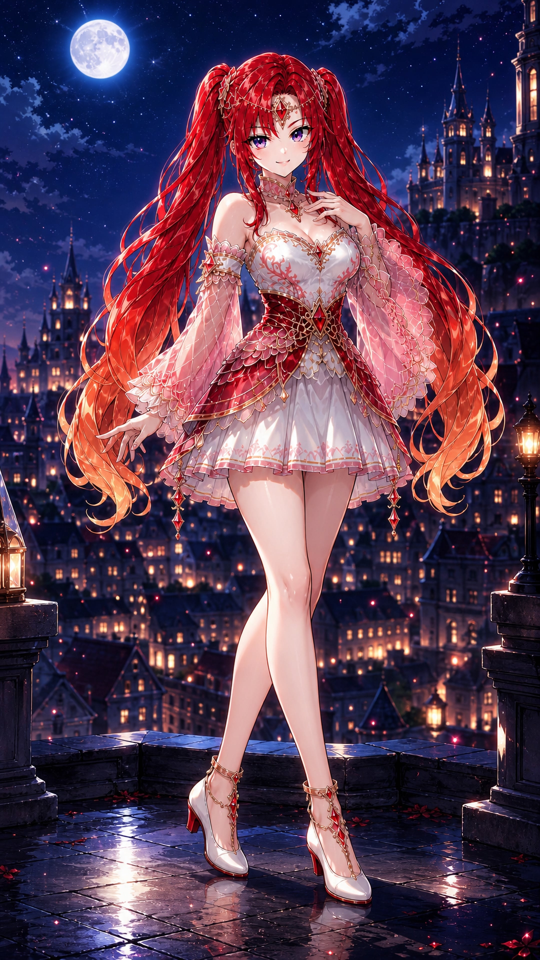 月光にほどける紅い髪