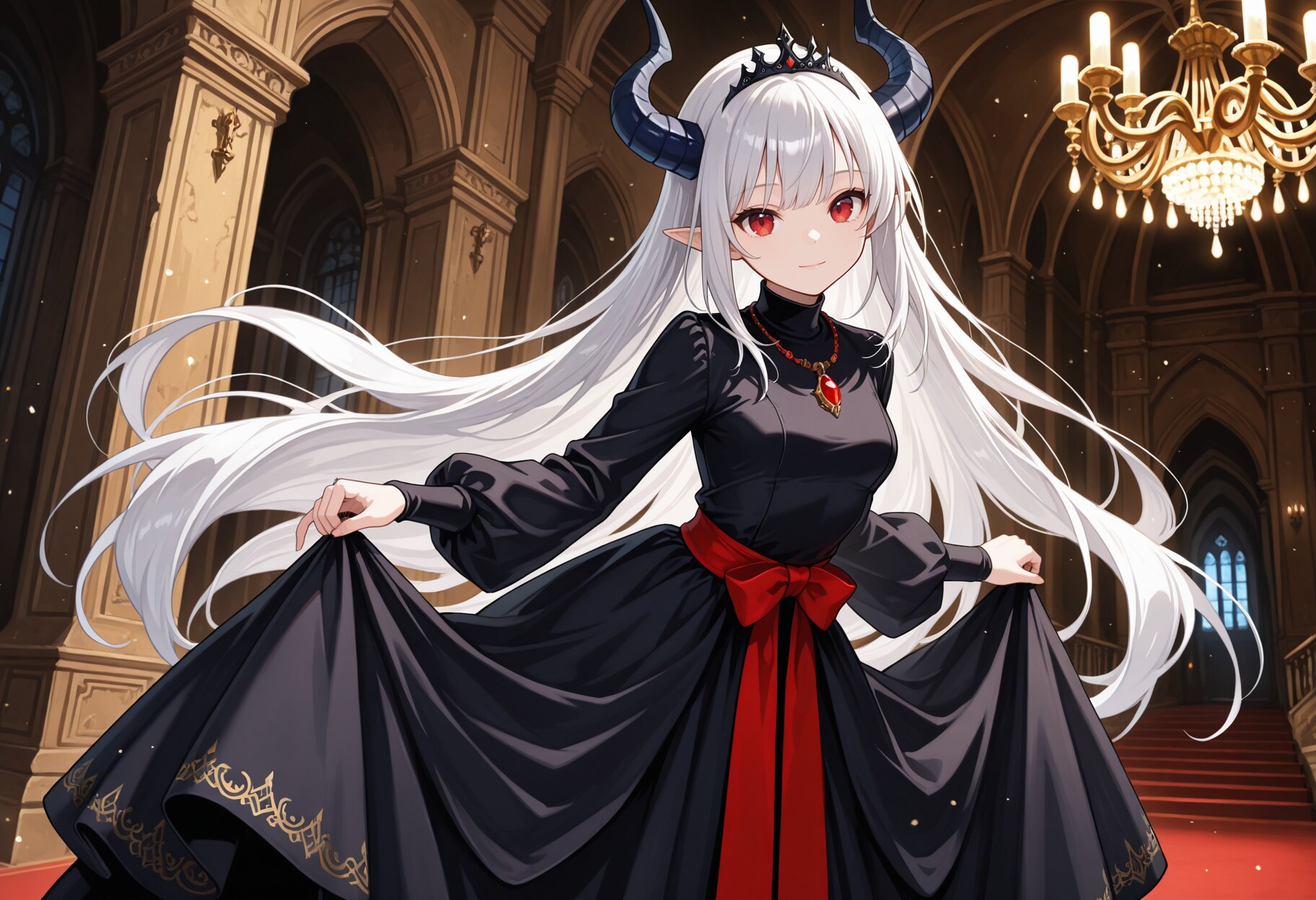 年末のパーティ会場で挨拶する銀髪竜姫さん