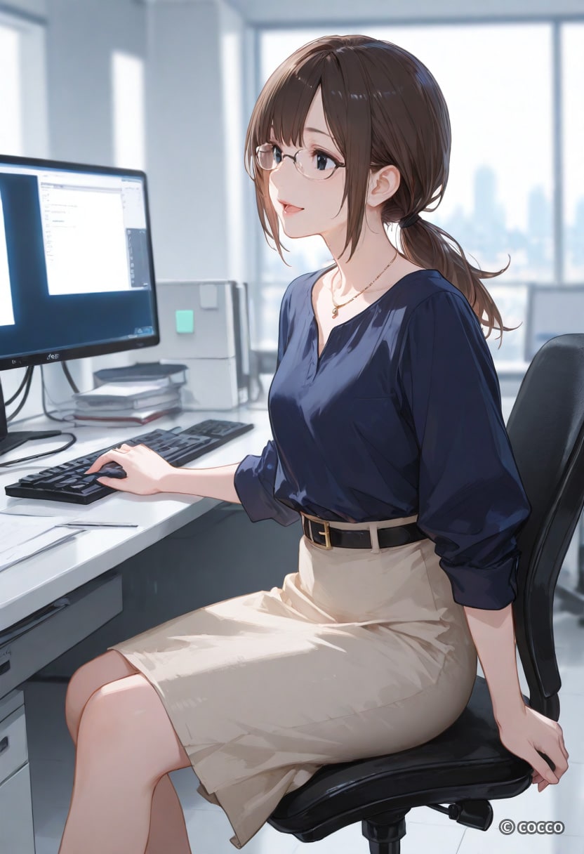 お仕事中の横顔 | の人気AIイラスト・グラビア