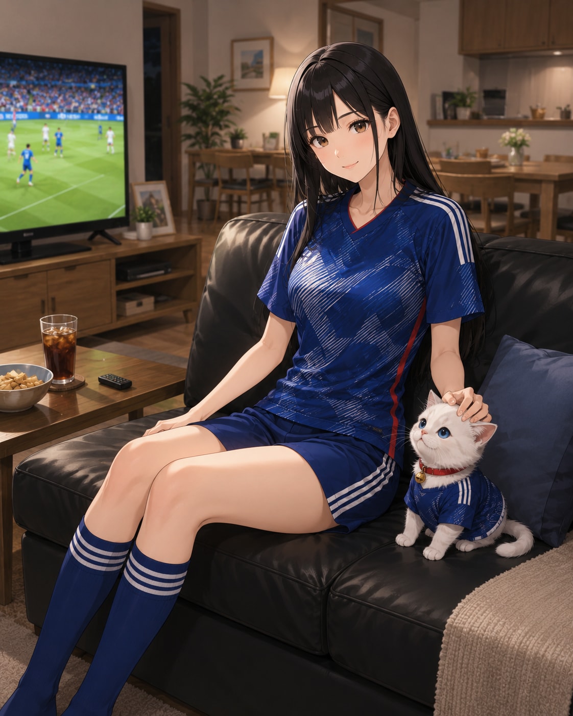 自宅でサッカー観戦