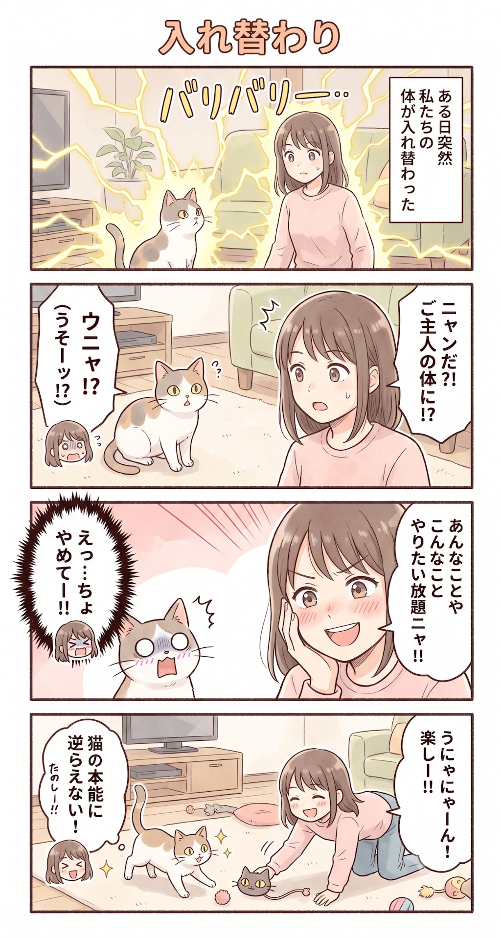 #123 ゆる日常4コマ「入れ替わり」