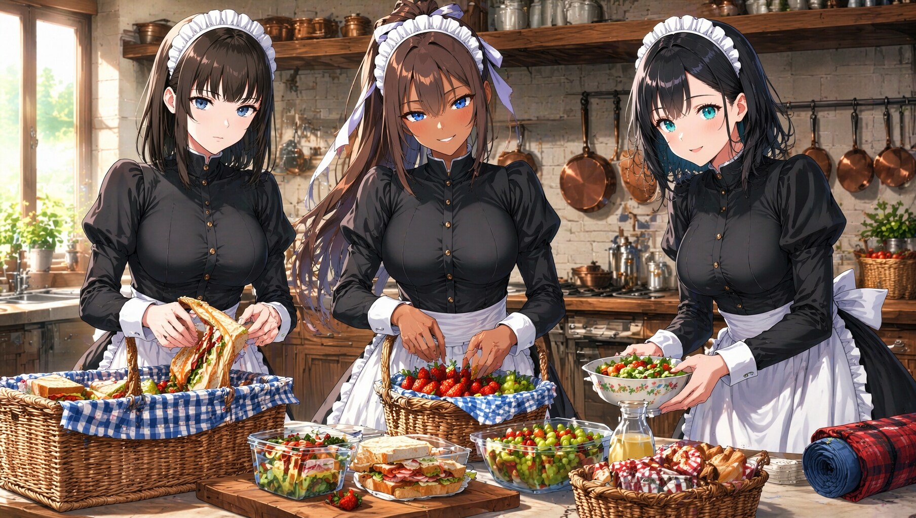 メイドさんのピクニック | の人気AIイラスト・グラビア