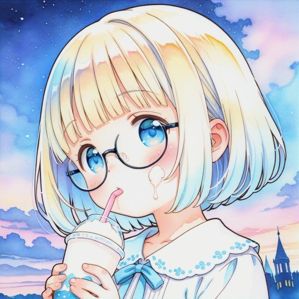 少女には大きすぎて顔いっぱいにクリームが…