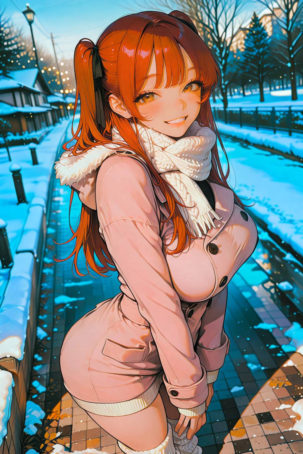 夕暮れ時の笑顔