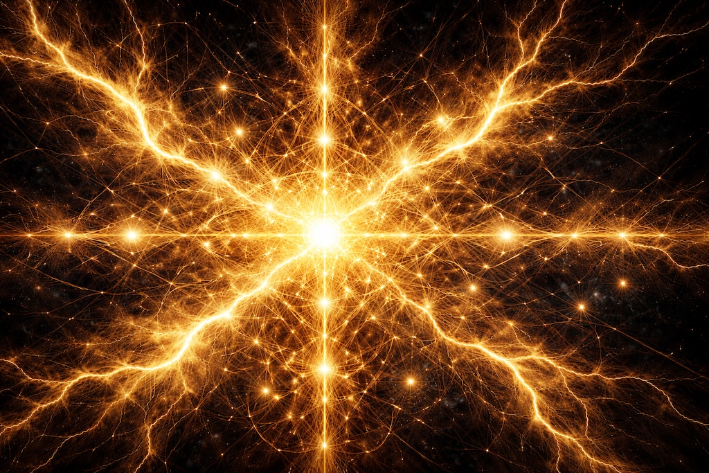 黄金の雷と神聖幾何学の調和