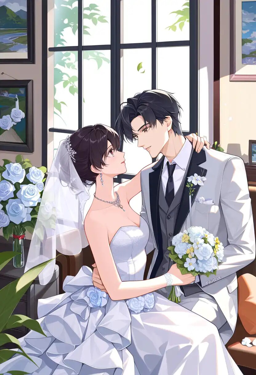 語り合う新郎新婦
