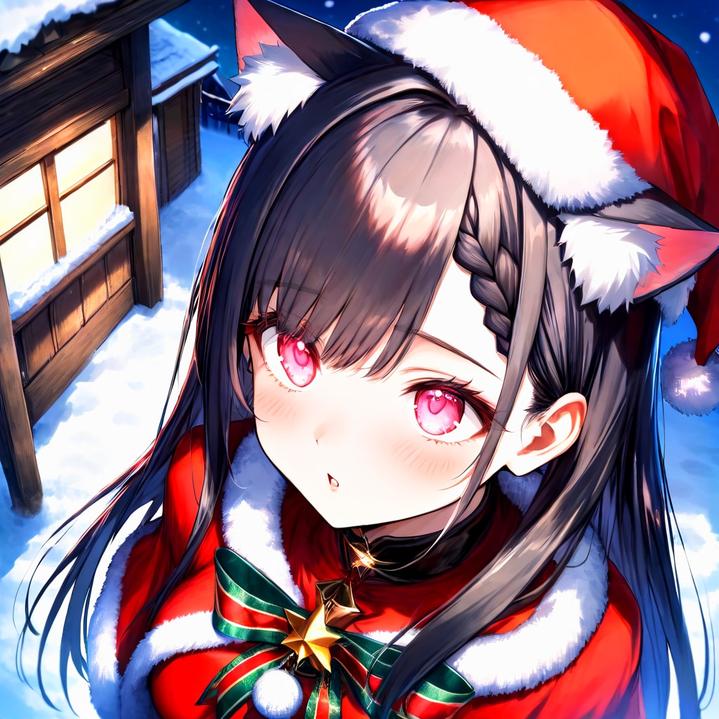 上目遣い磨莉衣サンタ | の人気AIイラスト・グラビア