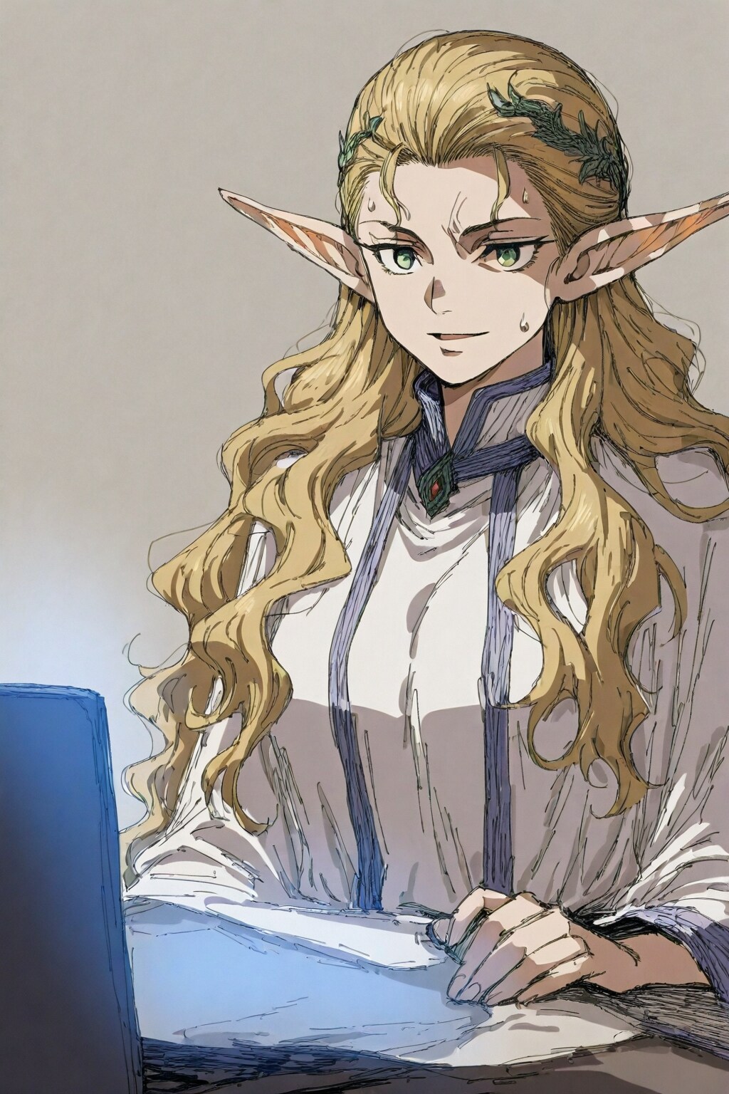 ネットサーフィン中にえげつないブツを発見してしまったエルフの神官さん