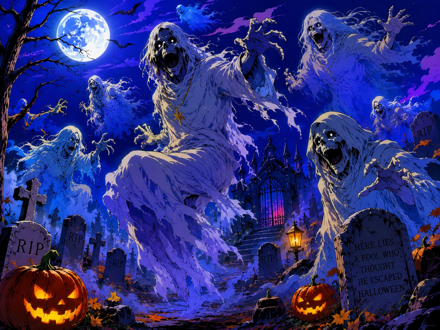 😑👻 Halloween d'auton—los fantasmas dançan a mesura que s'apròchan 😵‍💫👻 | の人気AIイラスト・グラビア