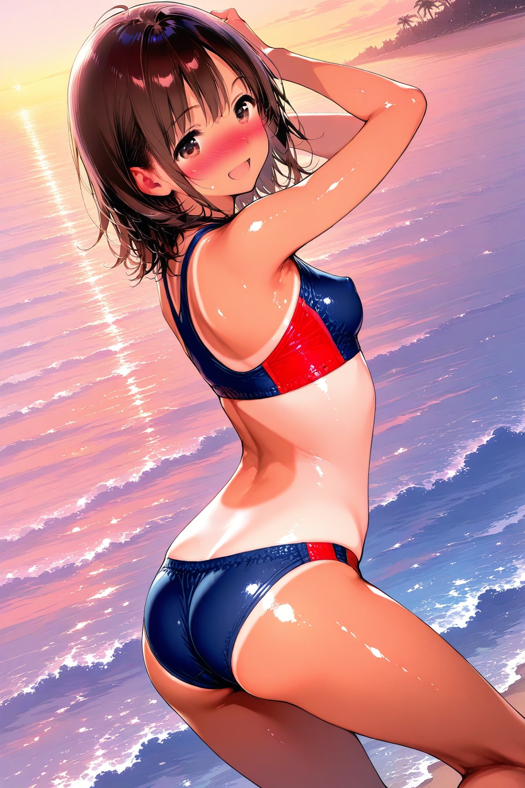 スポーツビキニで戯れる日焼け跡さん