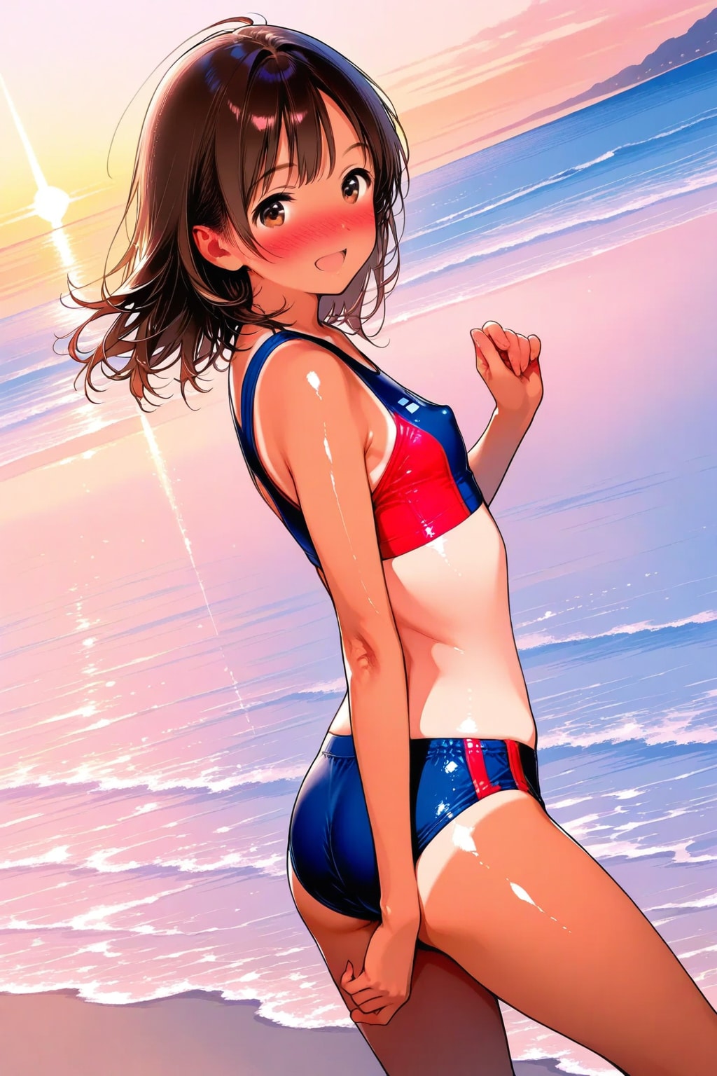 スポーツビキニで戯れる日焼け跡さん