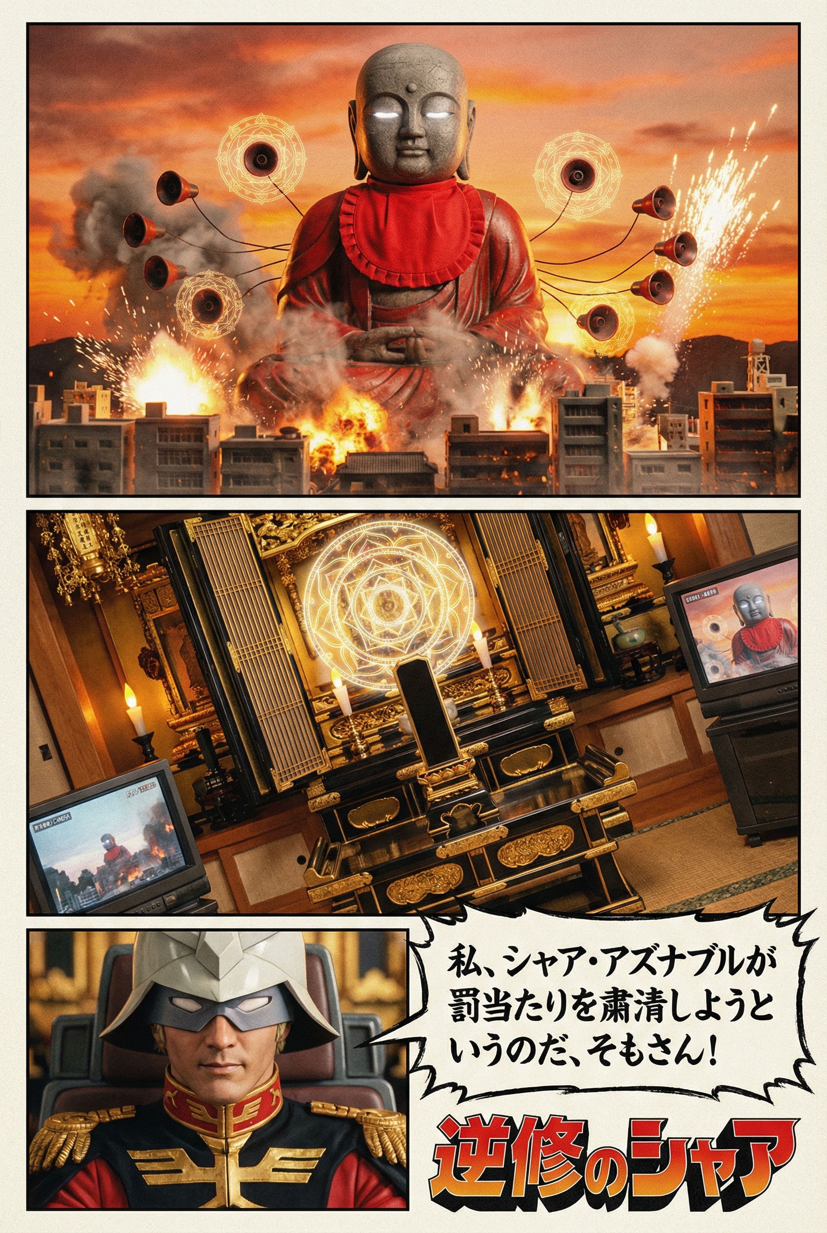 前掛けが赤いのでお地蔵様でも乗れてしまうシャア | の人気AIイラスト・グラビア