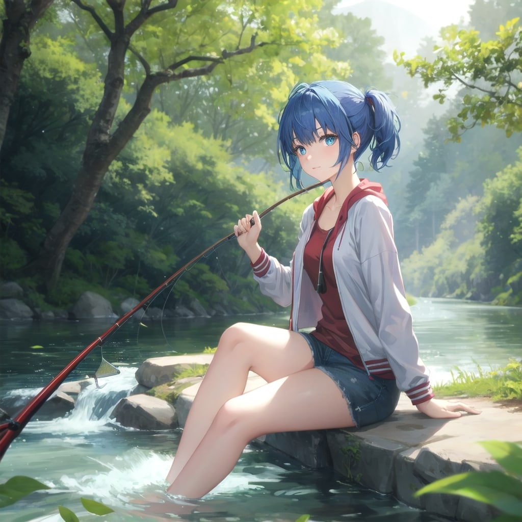 川辺でのキャンプフィッシング