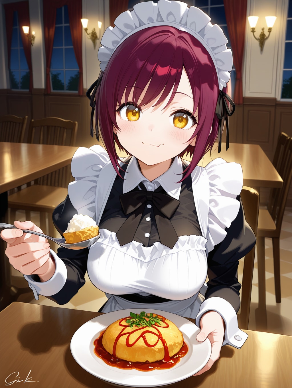 こんばんは（挨拶メイドの芽衣ちゃん） | の人気AIイラスト・グラビア