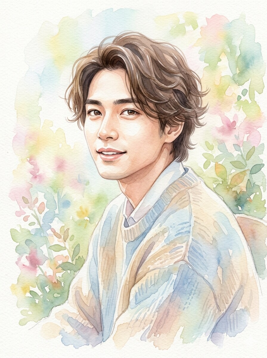 水彩画でイケメン男子 | の人気AIイラスト・グラビア