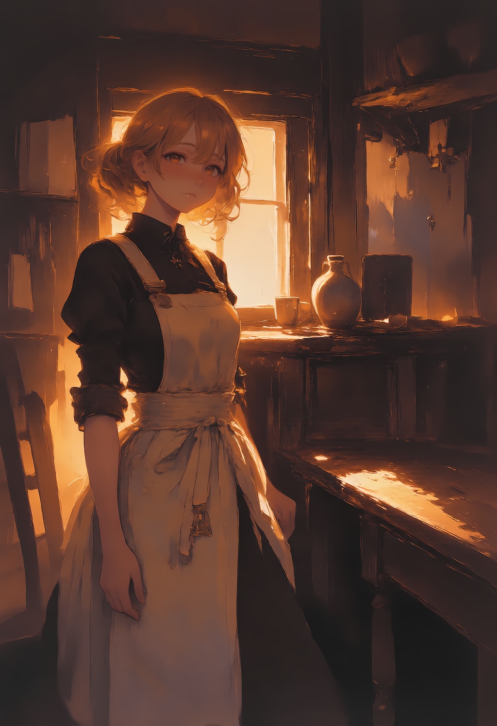 客のいないレストランの給仕