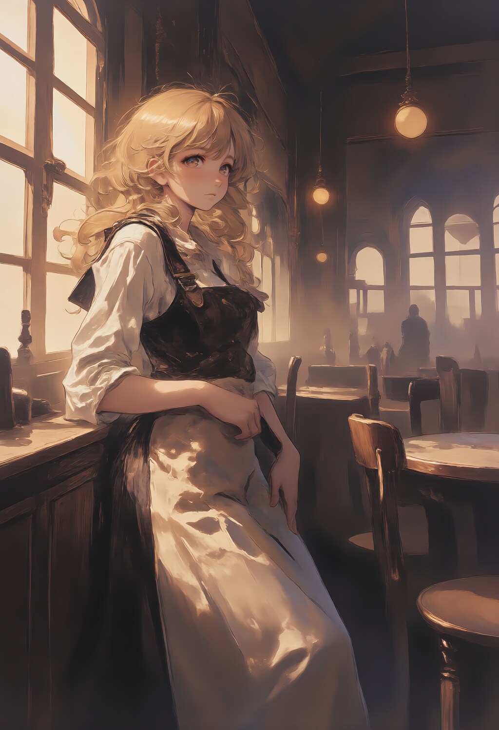 客のいないレストランの給仕