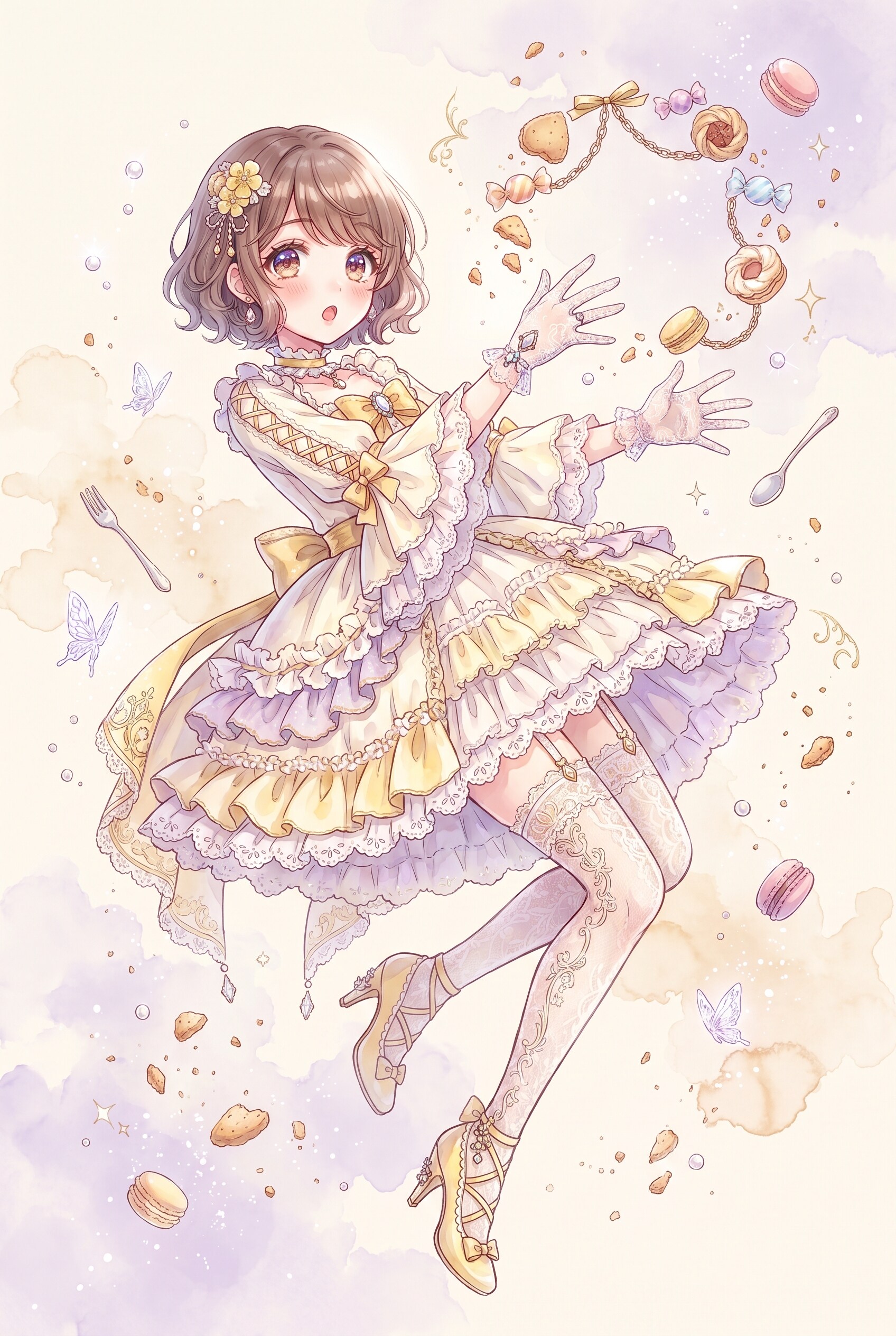 菓環に舞う淡黄姫 | の人気AIイラスト・グラビア